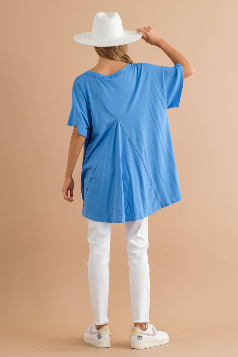 Blue B - 32487T - Cotton Sequin Western Boot Fringe Loose Side Tee: HEATHER GREY / SMALL