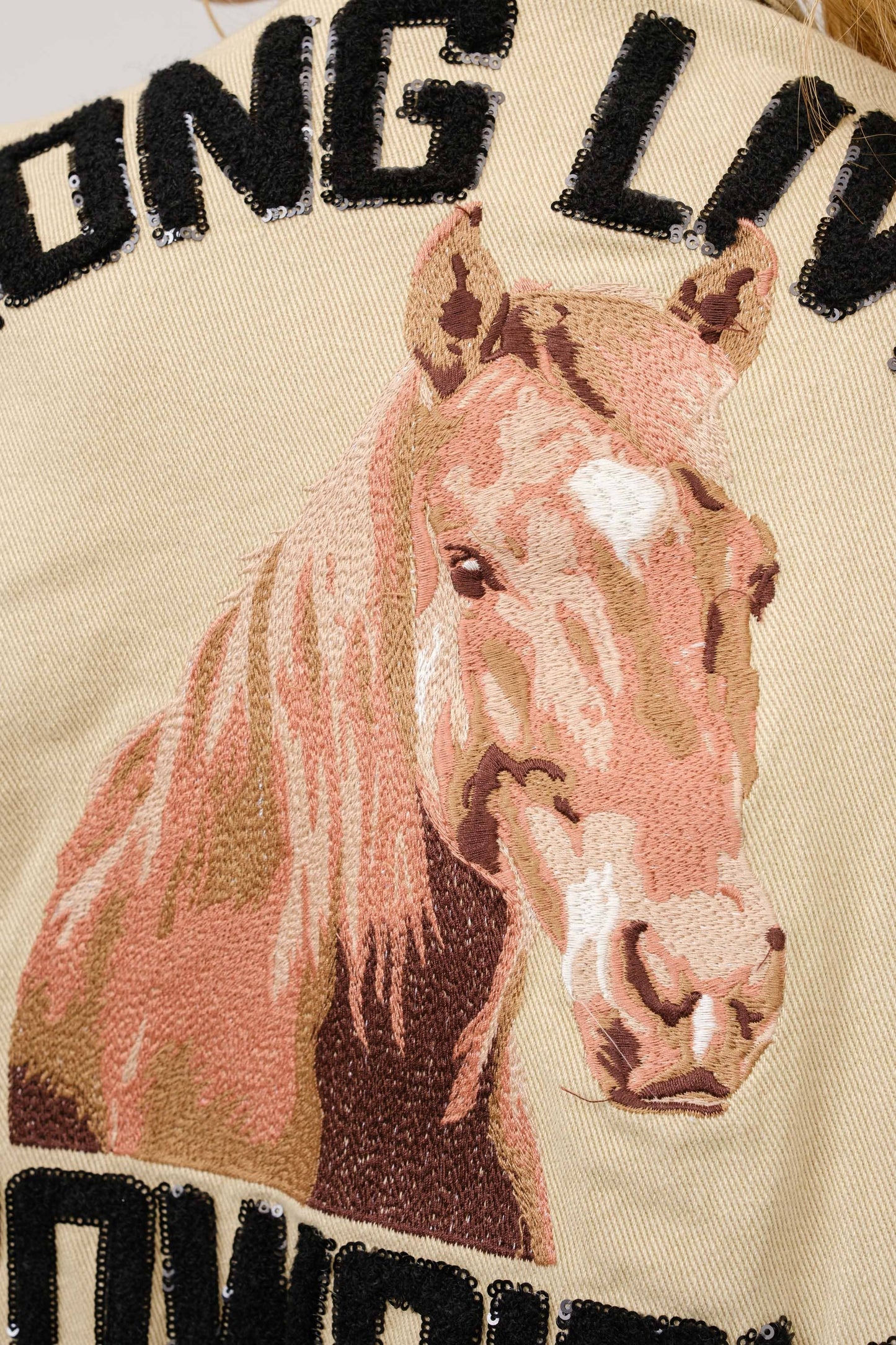 Blue B - 36341J - Long Live Cowgirls Patch Twill Denim Jacket: TAUPE / L