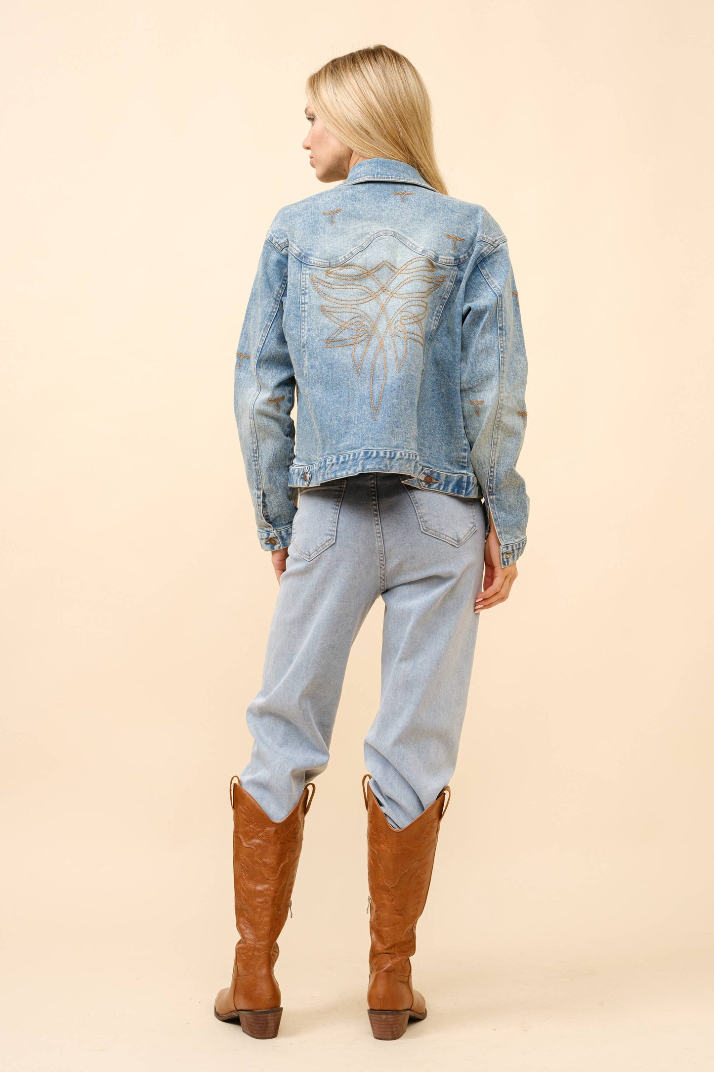 Blue B - 23144J - Boots Stitch Denim Trucker Jacket: MED WASH / L