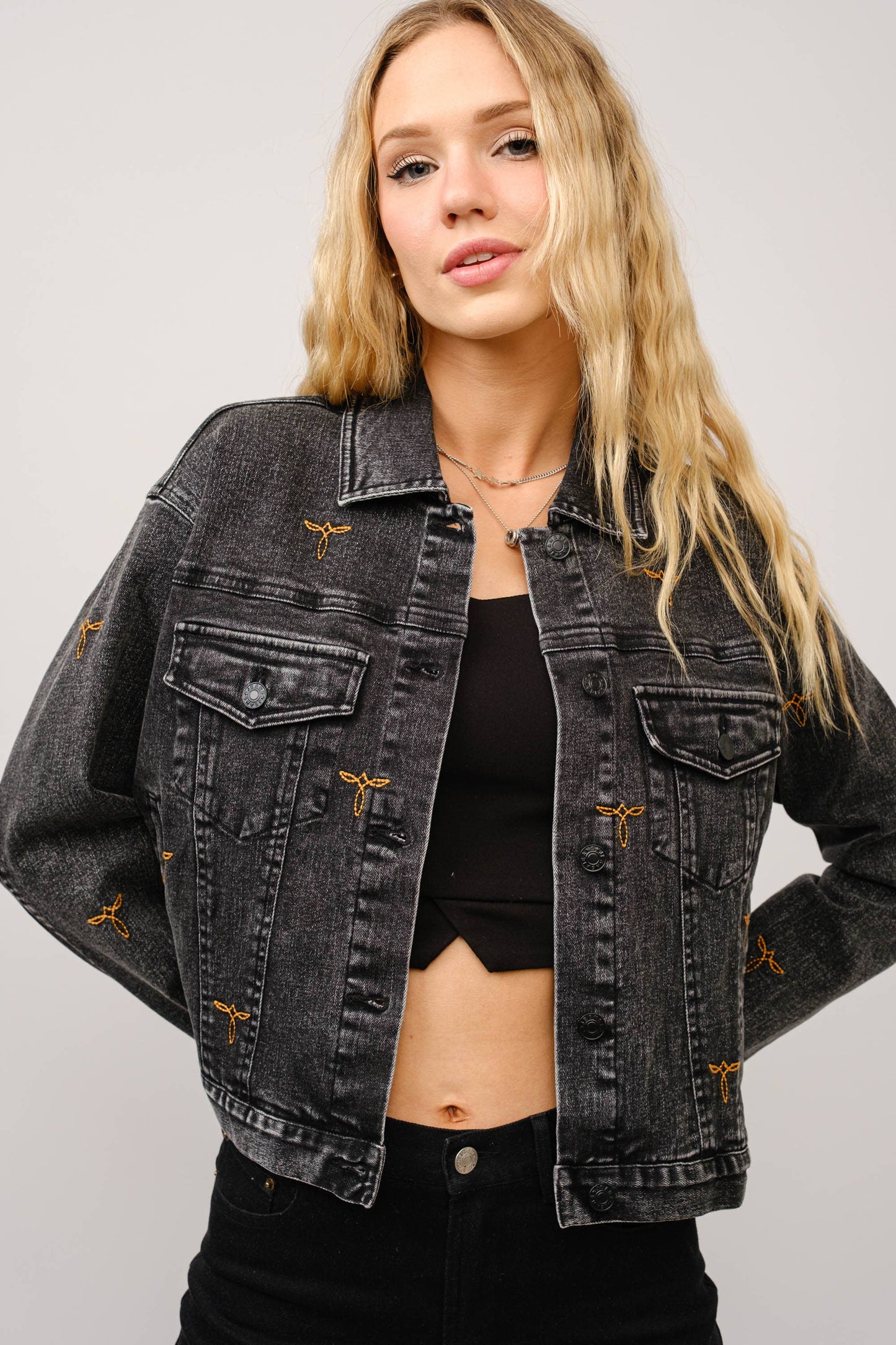 Blue B - 23144J - Boots Stitch Denim Trucker Jacket: MED WASH / L